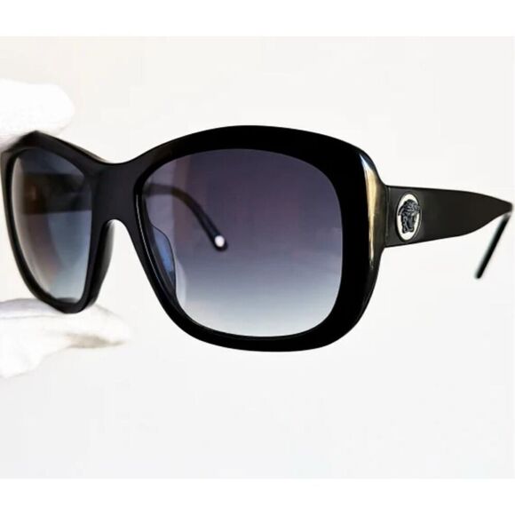 VERSACE vintage sunglasses rare wrap black square frame shield mask oversized - Picture 1 of 15